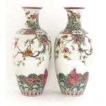 A pair of Chinese famille rose vases,19th century, each of baluster form painted with a carp amongst