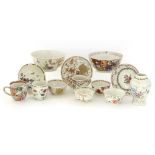 A collection of Chinese export wares, 18th century, comprising: three coffee cups, four tea bowls,