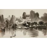 A Chinese hanging scroll, 20th century, by Rongbao Zhai, of a lithograph copy in a reduced format,