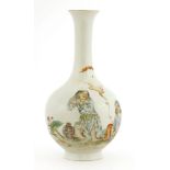 A Chinese famille rose vase, 20th century, painted with He He Erxian, precious objects by their