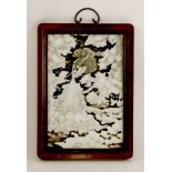 A Chinese porcelain plaque,painted with a dragon amongst clouds, red seal mark,36.8 x 25cm, wood