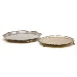 A small silver waiter, with pie crust edge, marks for London, 1882, 17cm diameter, together with a