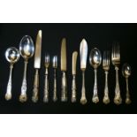 A silver canteen of Kings pattern cutlery, by Cox and Wales, Sheffield, comprising twelve table