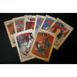 Eight editions of 'The Gem' comic, from the 1930's