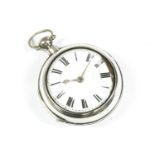 A late 18th century silver pair cased pocket watch, by P Fowler, the movement numbered 44103, case