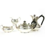 A silver four piece tea set, by Sidney Hall and Co. (probably) Sheffield 1932, 52oz all in