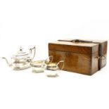 A Georgian silver three piece tea set, the teapot and milk jug, London 1810 by Charles Fox (