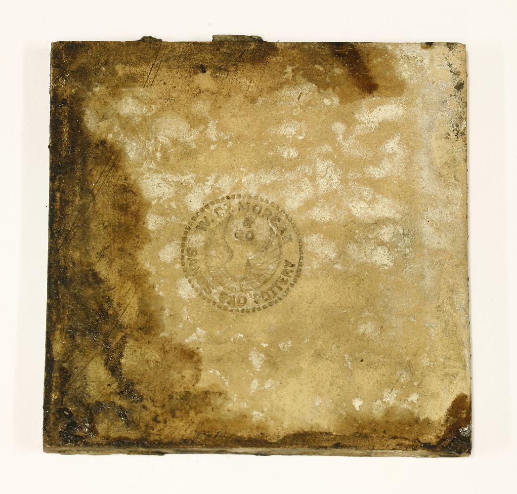 A William De Morgan 'Galleon' tile,impressed 'Sands End Pottery' mark,15.2cm square (6in ) - Image 2 of 2