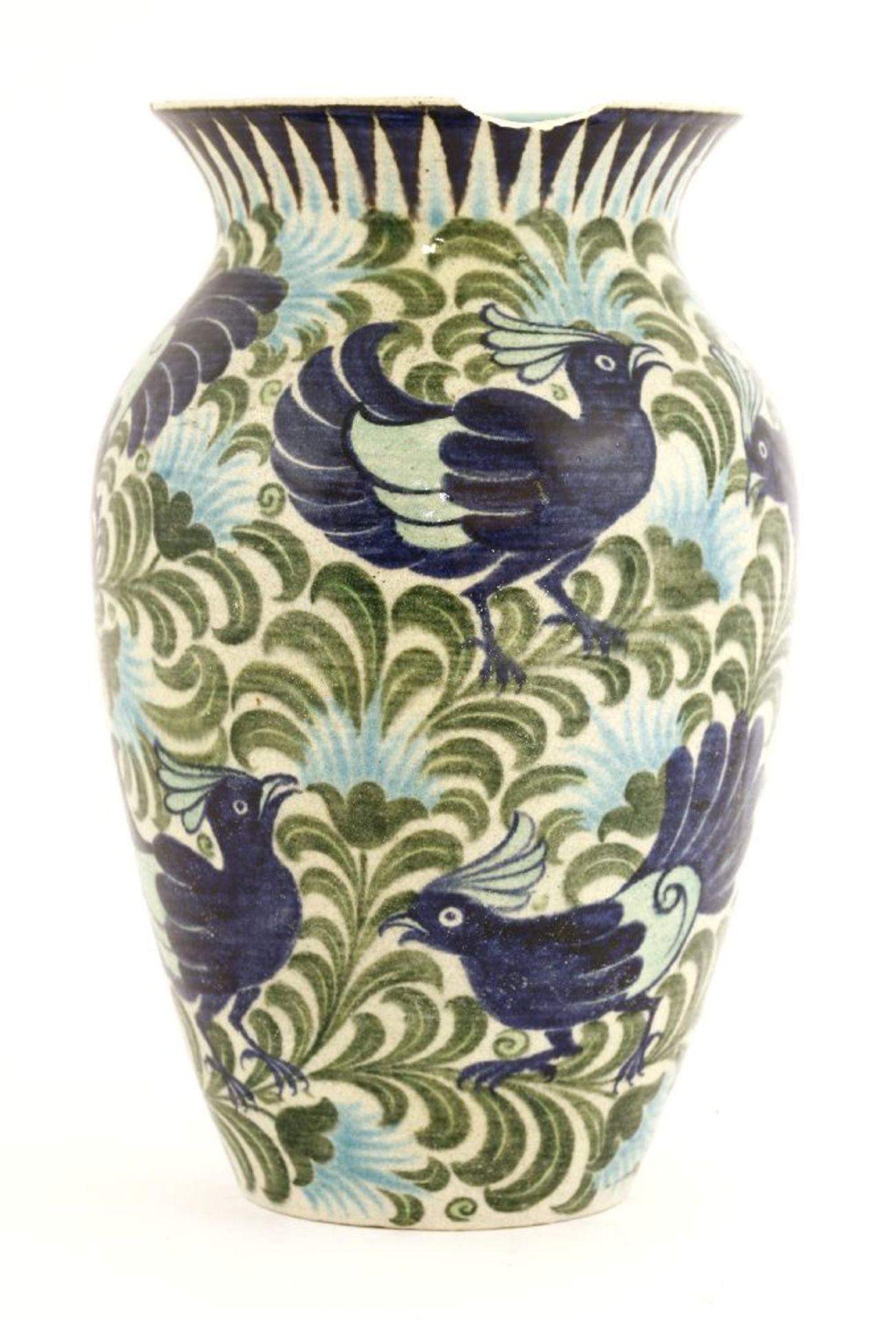 A William De Morgan 'Persian' vase,by Joe Juster, of baluster shape, painted all-over with exotic - Image 2 of 2