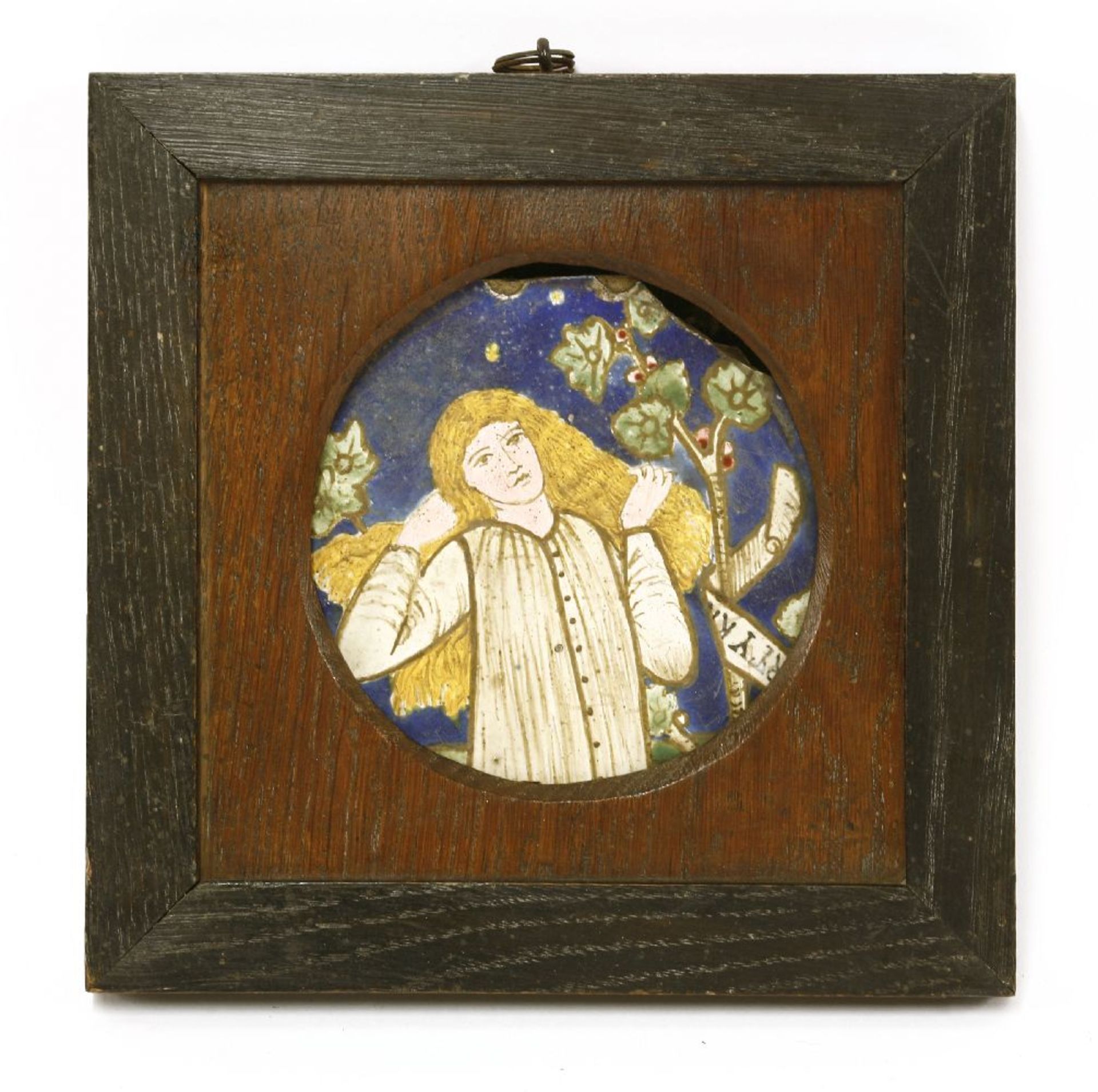 A Morris & Co. tile fragment depicting Thisbe,designed by Edward Burne-Jones in 1861-62, from