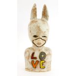 *Kobron (Iwo Rynkiewicz) (Polish, b.1970),a ceramic sculpture, titled 'KID - LOVE', 2015, 30cm