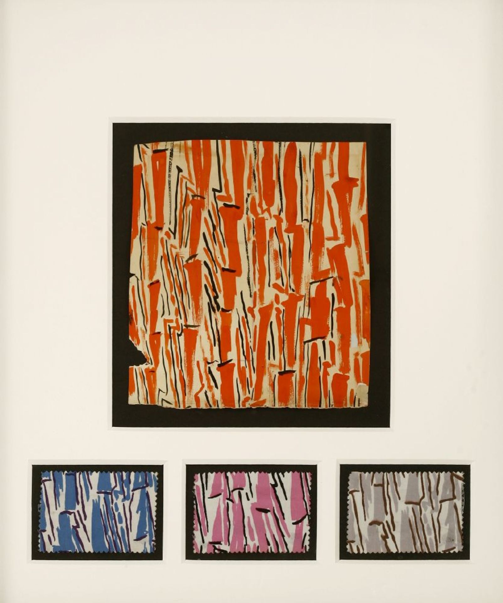 *Graham Sutherland (1903-1980)FABRIC DESIGNWatercolour20 x 21cm,and three fabric samples for