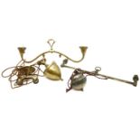 A Holophane rise/fall twin branch ceiling light, 54cm wide and another