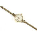 A ladies 9ct gold Vertex mechanical bracelet watch, with silvered dial, Arabic and baton numerals on
