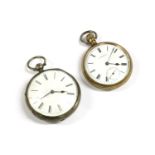 Two pocket watches, one gilt, one silver