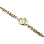 A ladies 9ct gold Renown mechanical bracelet watch, engraved inscription verso, Arabic and baton