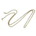 A gold double belcher chain with later rolled gold clasp, chain tested as approximately 9ct gold