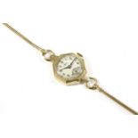 A ladies 9ct gold Avia mechanical bracelet watch, with later Brazilian snake bracelet, octagonal