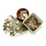A collection of coins, to include modern British coins and a selection of world coins