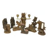 A collection of Black Forest bear items,19th century, variously carved with bears, modelled as