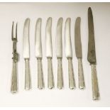 A set of eighteen George III and later table knives,marks rubbed, but probably MB over IF,