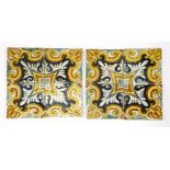 A collection of Spanish majolica tiles,13cm square, 4¼in (60)