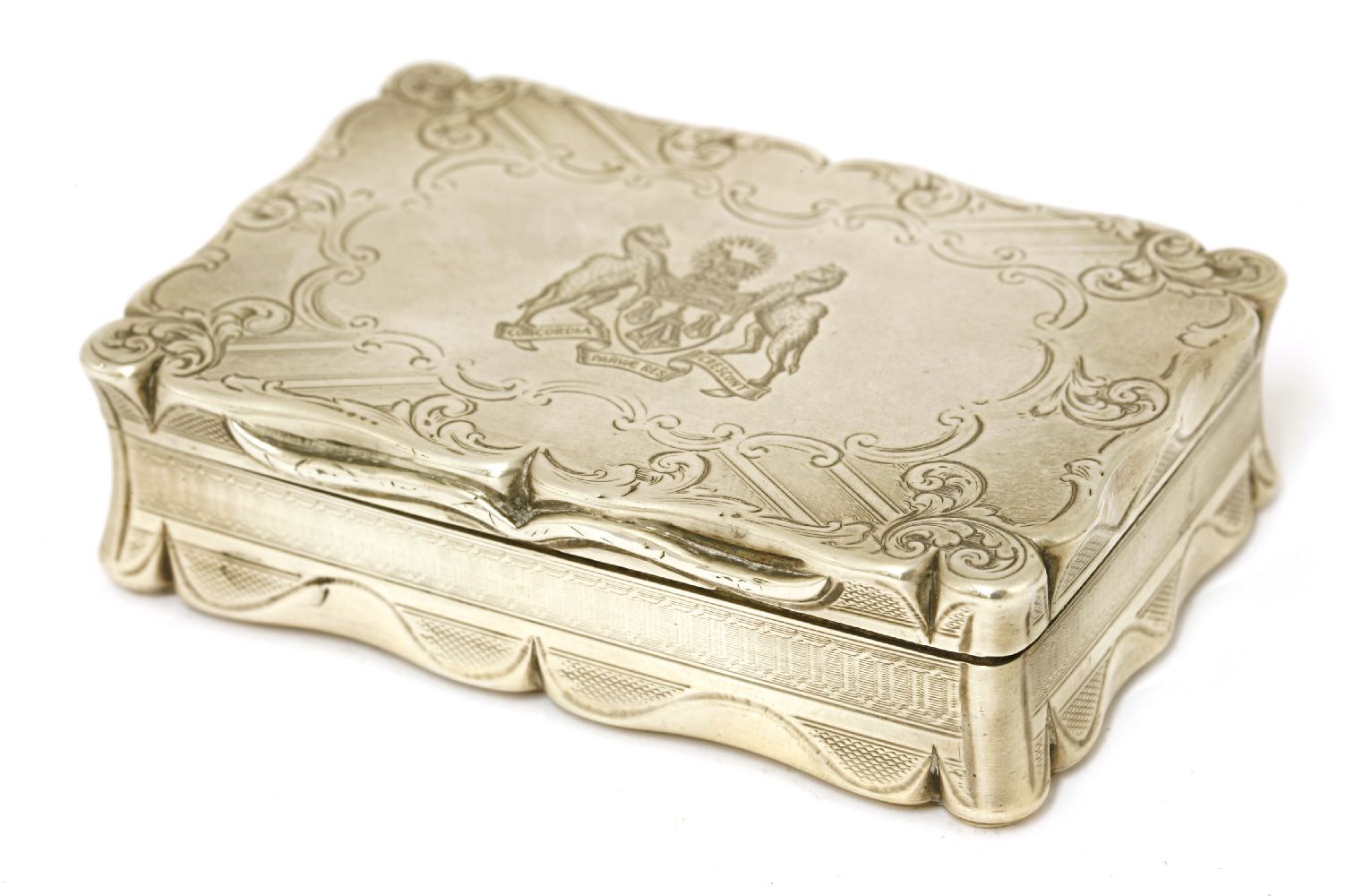 Of Livery Company and Masonic interest: a Victorian silver snuff box,E Smith, Birmingham 1850,of