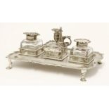 A Victorian silver desk stand,William Gibson & John Langman, London 1898,with a central detachable