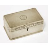 An unusual George IV silver snuff box,John Linnett, London 1820,of rectangular form with all-over