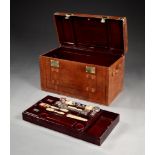 A French leather travelling trunk,by Gouverneur, Paris, c.1860, with extensive interior fittings for