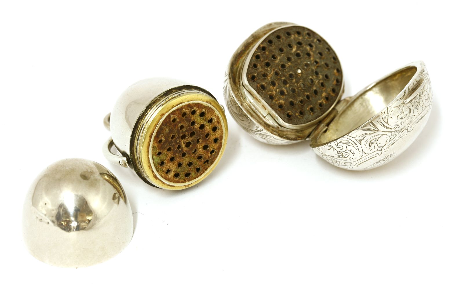 A George III silver nutmeg grater,Thomas Meriton, London 1801,of plain ovoid form and having a swing - Image 2 of 4