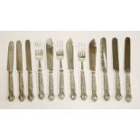 A part set of Victorian silver cutlery,by George Adams, London 1873,consisting of:10 table knives (