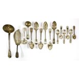 A matched fiddle and thread pattern part canteen of flatware,various dates,comprising:12 dinner