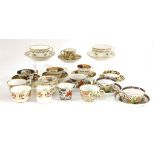 English porcelain,early 19th century, eight teacups and saucers, one additional saucer and three