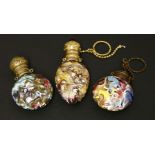 Attributed to Pietro Bigaglia: three Venetian aventurine glass scent bottles,mid-19th century, two