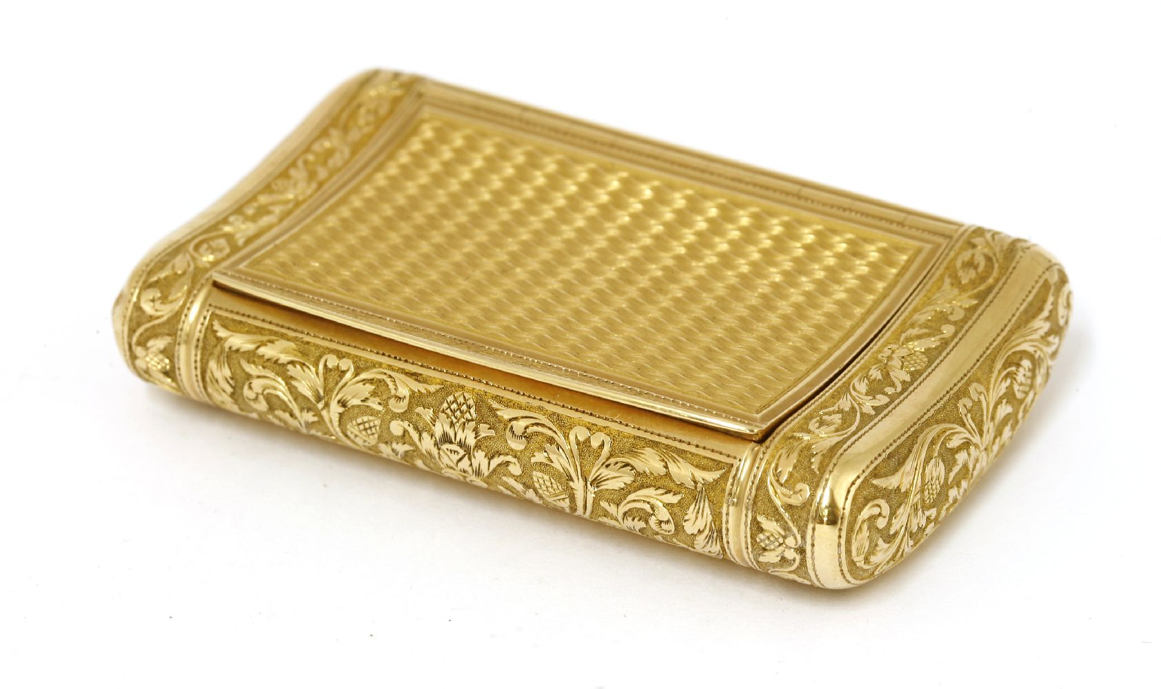 An early 19th century French First Empire gold snuff box,maker's mark 'LT', in a lozenge, between