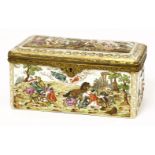 A Capodimonte porcelain table casket, late 19th century, with gilt metal mounts and moulded in