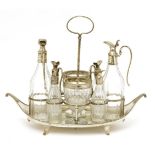 A George III silver condiment stand,William Adby II, London 1792/3,of boat shape with a high hoop