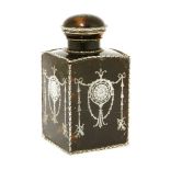 A silver and tortoiseshell-mounted cologne bottle,William Comyns, London 1906, of square shape