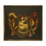 Two painted armorial panels, early 19th century, possibly from carriage doors, one inscribed '