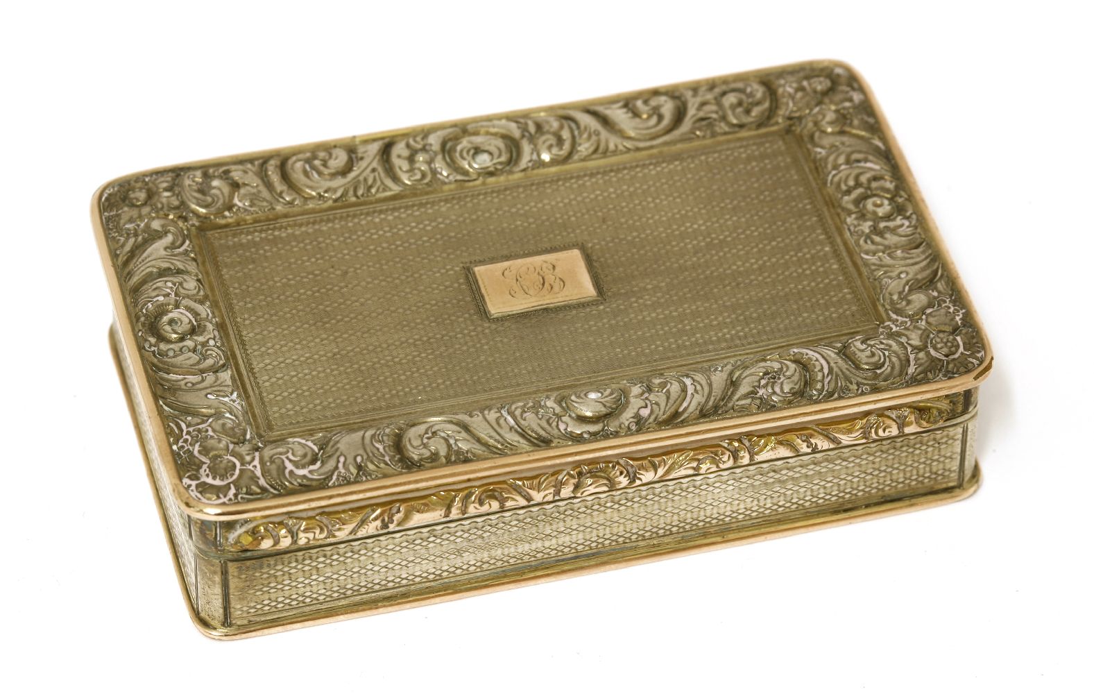 A George IV silver and gold-edged snuff box,William Ellerby, London 1823,of rectangular form with
