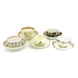 Four tea bowls and saucers,late 18th/early 19th century, anda Worcester teacup and saucer,late