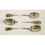 A small collection of fiddle pattern serving spoons,by three different makers, London 1810-1819,