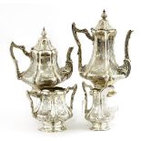 A Victorian four-piece silver tea set, Joseph Angell Snr and Joseph Angell Jnr, London 1849,