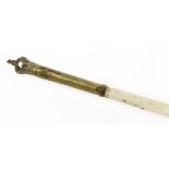 A 'church poking stick',probably late 17th century, the white painted shaft with a brass ferrule and