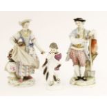 A pair of Meissen figures,a gardener and his companion, impressed nos. 127 and 155 and inscribed '