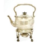 A late Victorian silver tea kettle and stand,Henry Stratford, Sheffield 1894,of oval form with