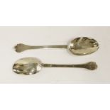 A pair of late 17th century silver trefid spoons,William Scarlett, date letter worn, c.1690,with