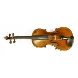 A violin, early 19th century, stamped below the button 'PERRY, DUBLIN', with a one-piece back,