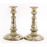 A pair of weighted silver adjustable candlesticks,John Roberts & Co., Sheffield 1806,with